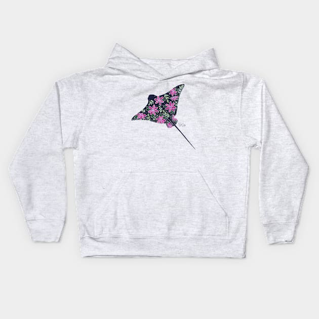 Floral Stingray - Cool Colors Kids Hoodie by SRSigs